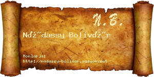 Nádassy Bolivár névjegykártya